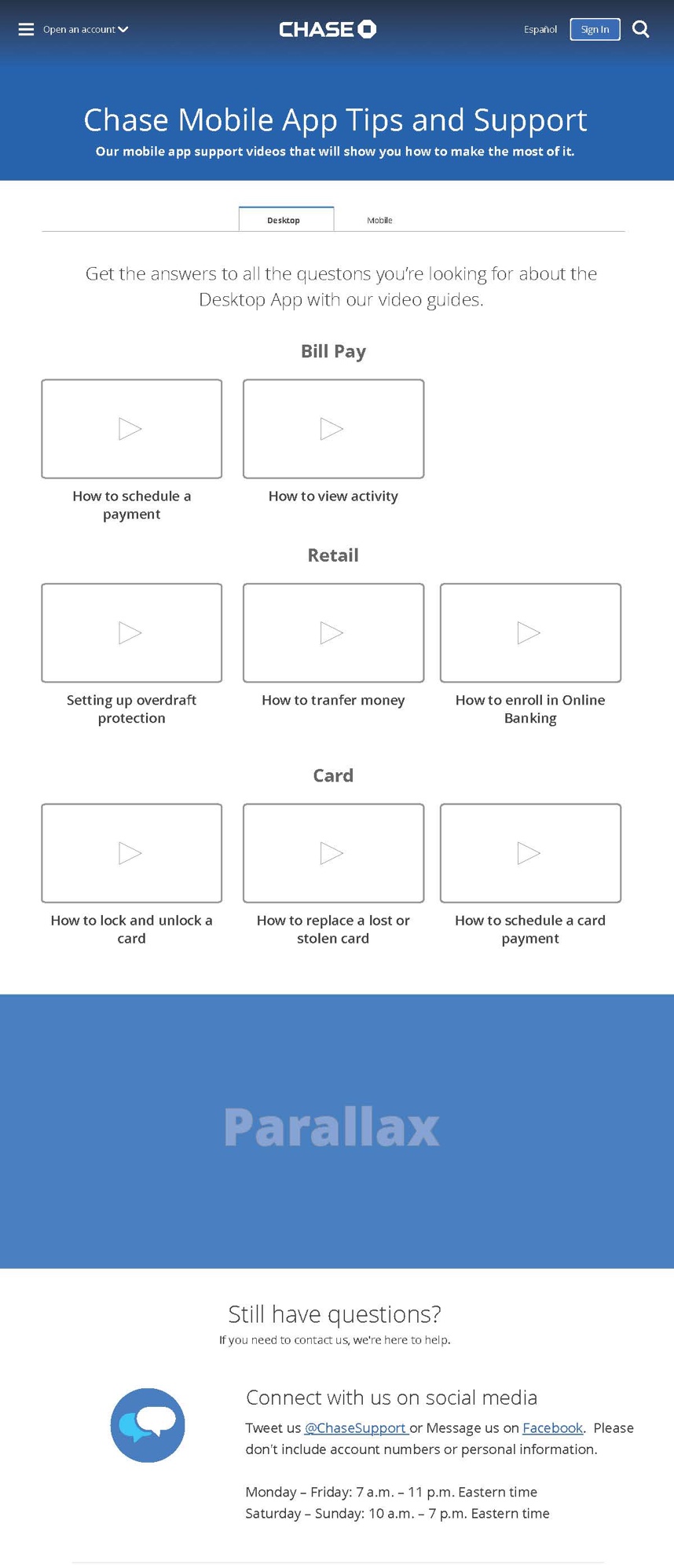 Chase helpful tips low-fidelity concepts