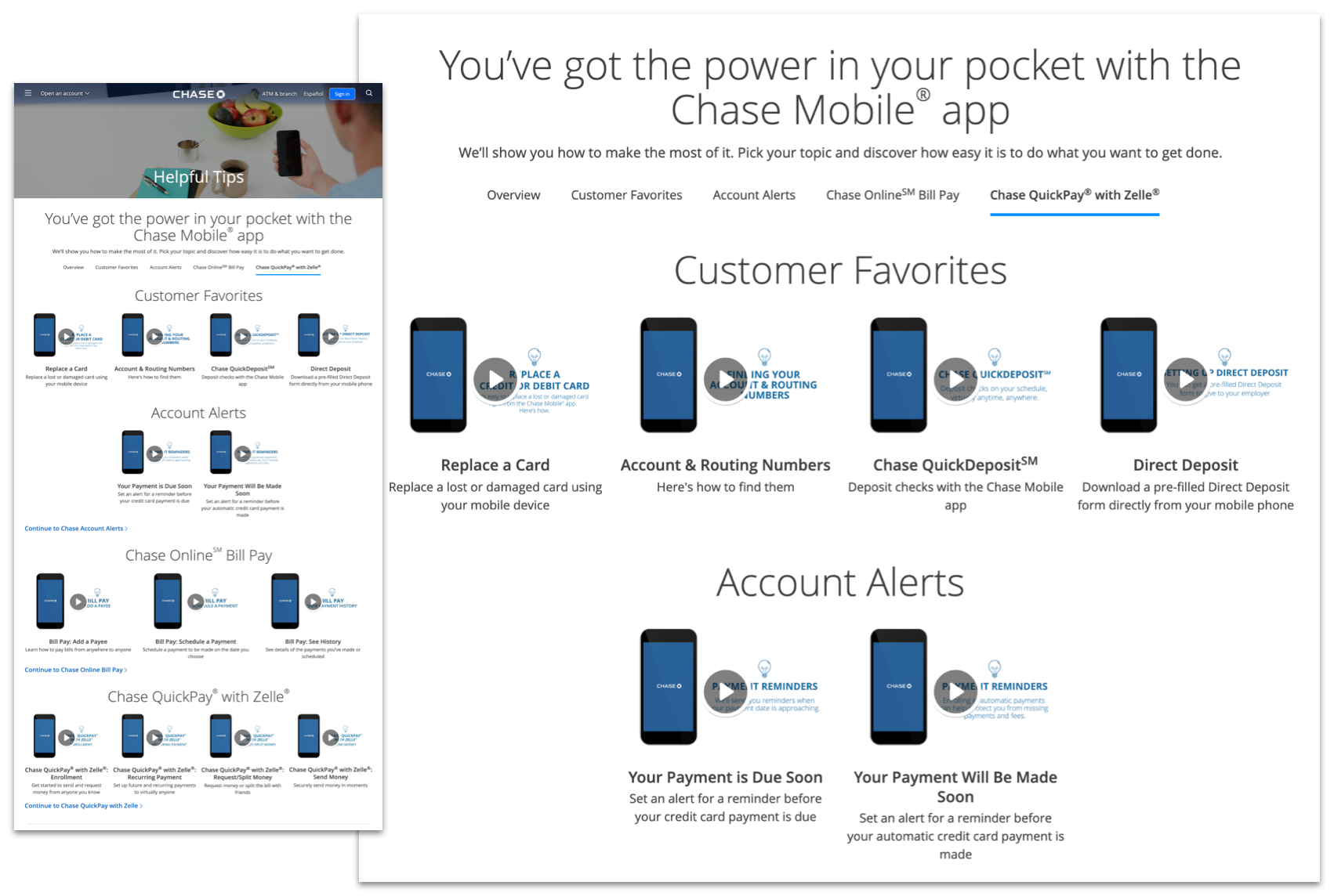 Original Chase customer service self-help experience