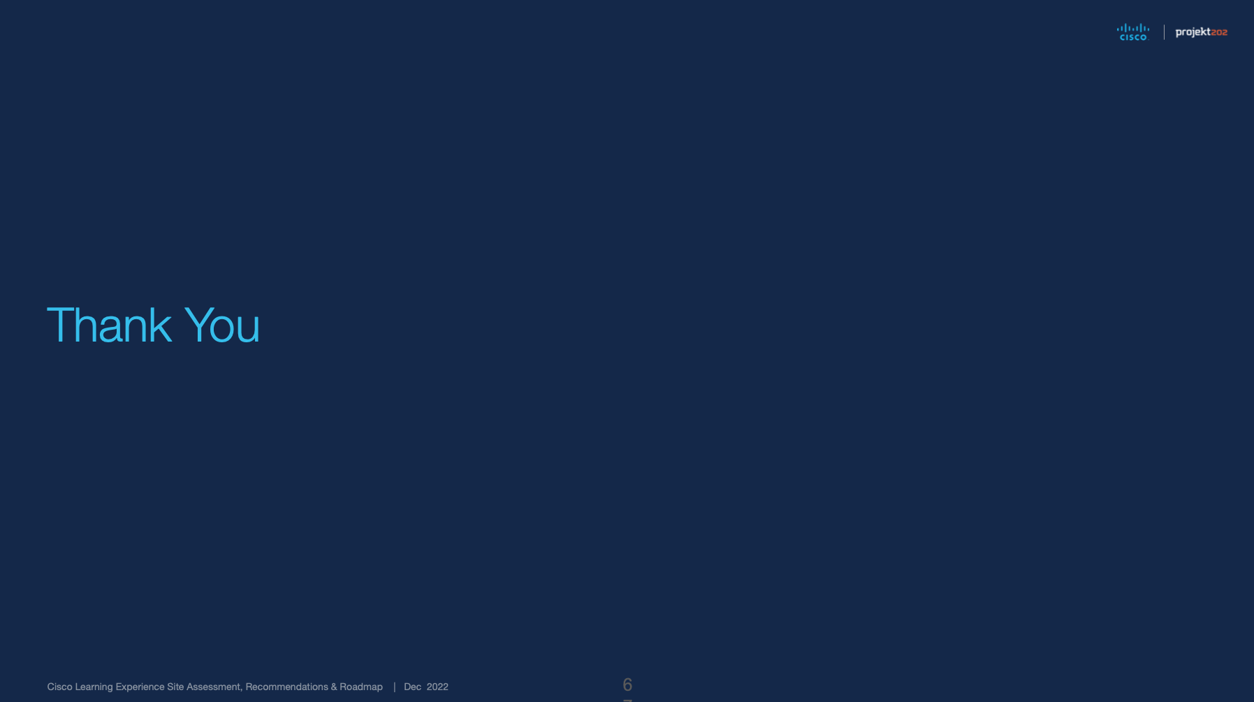 Cisco Learning Experience deck thank you page