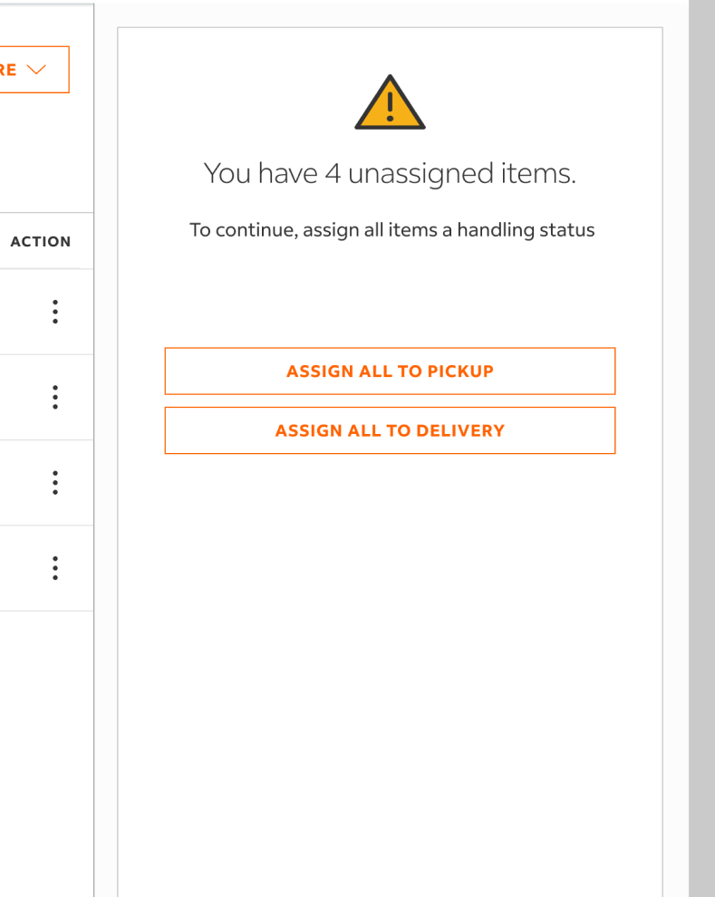 Fee summary disabled until all items are assigned