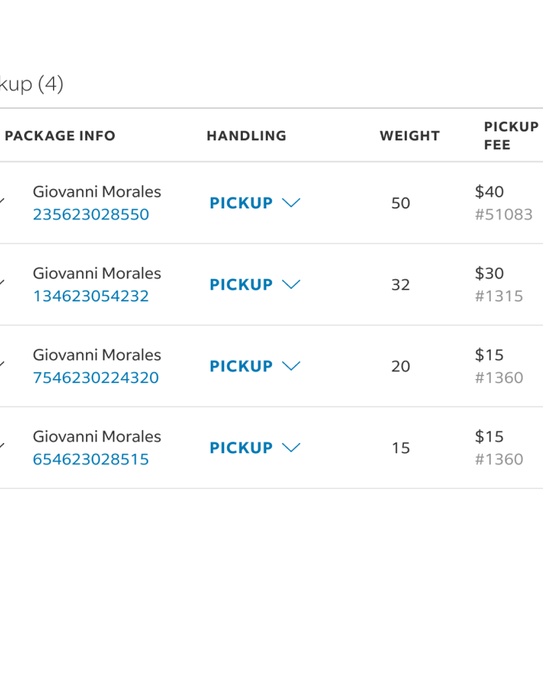 All handling types assigned on charge slip