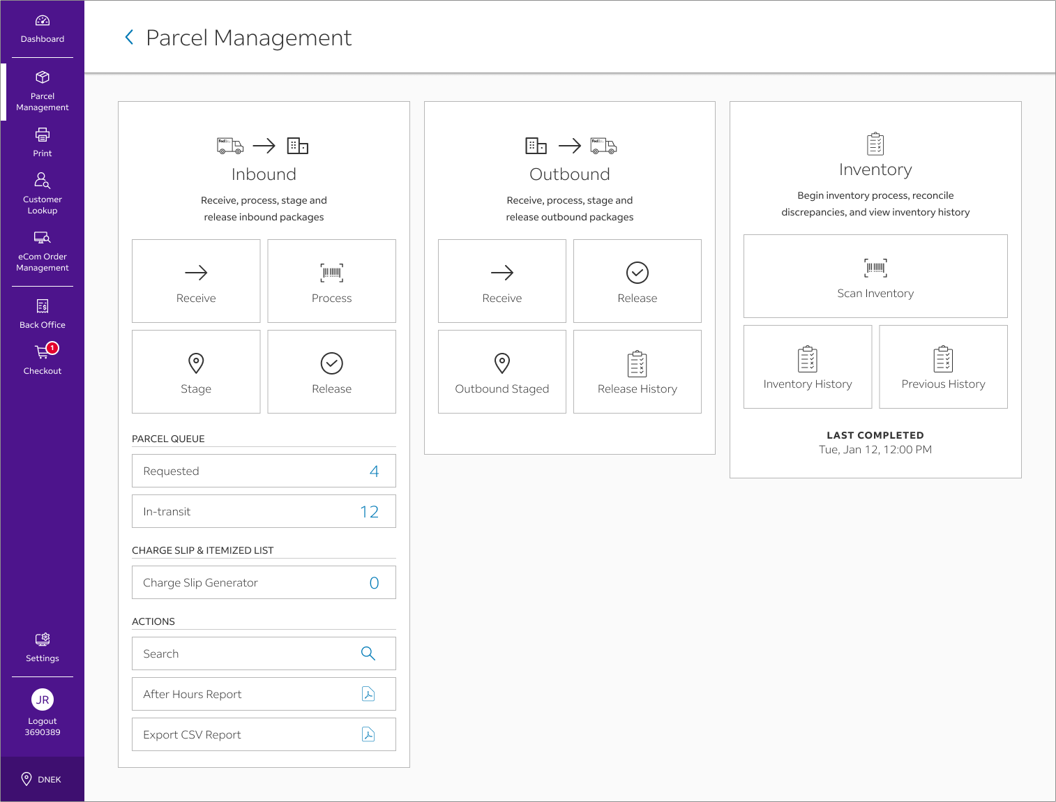 Redesigned FedEx Parcel Management interface